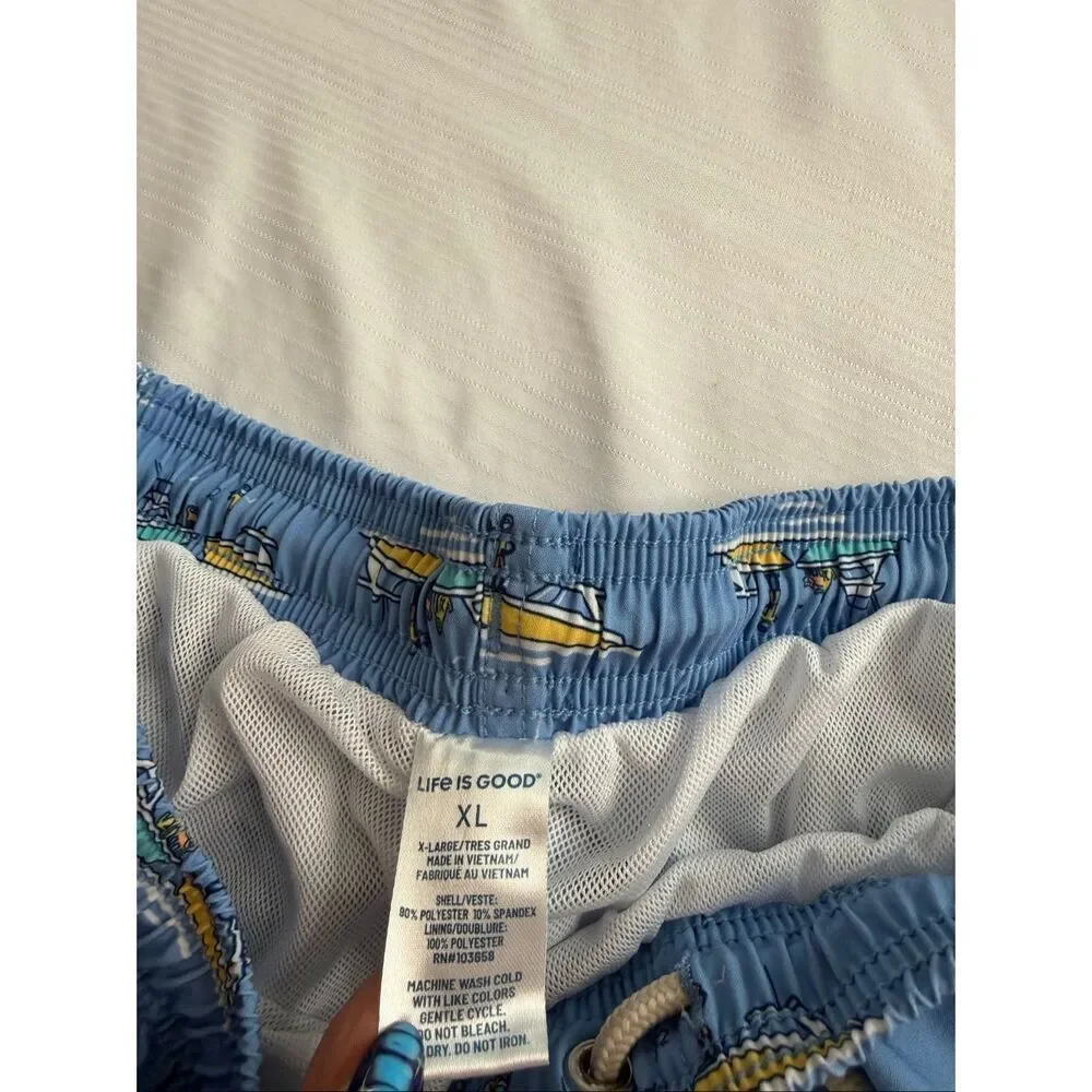 Life Is Good Men’s Jake Boating Blue Swim Trunks Size XL